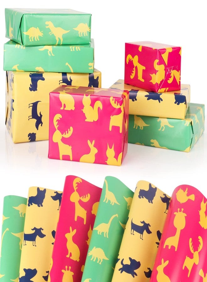 Abilat 9 Sheets Birthday Wrapping Paper Colorful Animal Gift Wrapping Paper for Boys Girls Kids Birthday Baby Shower Christmas Gift Wrap DIY Crafts 28 x 20 Inch - Image 1